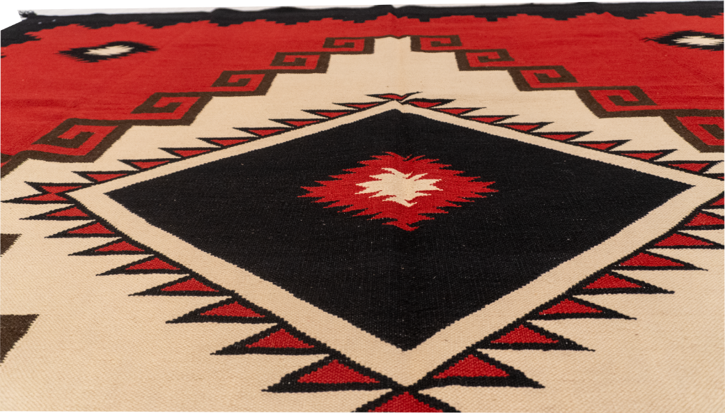 W 9 L 11.10 Navajo 100% Wool Hand-Woven Geometric Design - 61641