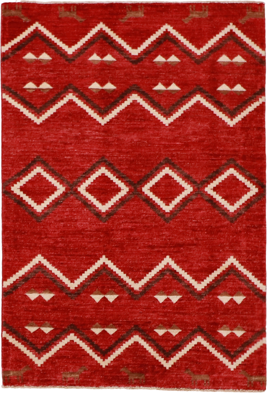W 3.2 L 4.8 Mountain Modern 100% Wool Hand-Over Geometric Design - 61660
