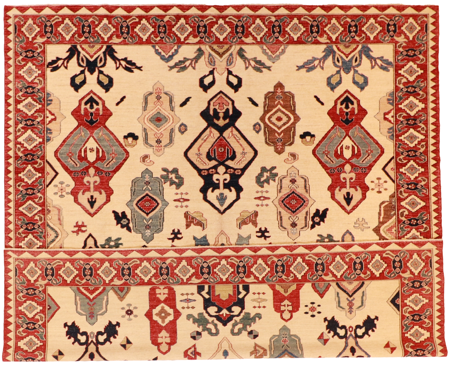 W 9.6 L 10 Bakshiesh 100% Wool Hand-Woven All-Over Design - 61665