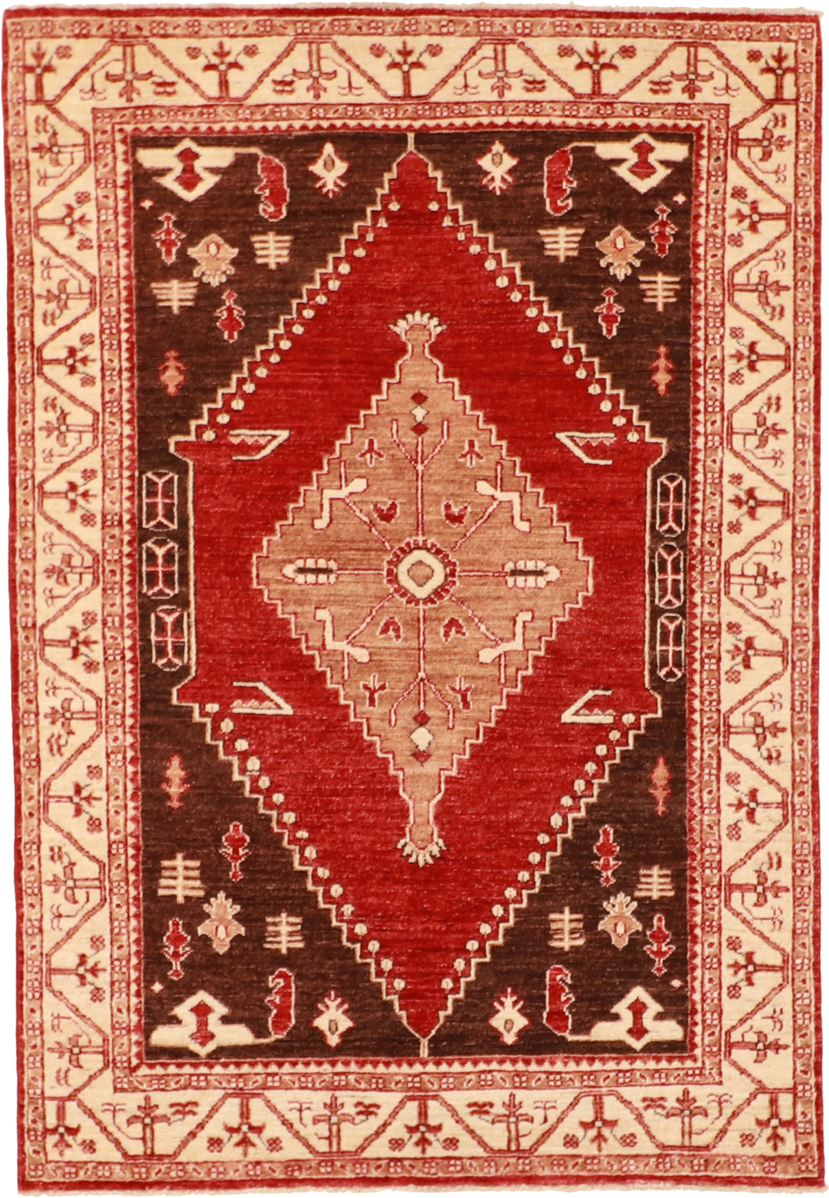 W 4.1 L 6 Heriz 100% Wool Hand-Woven Medallion Design - 61666