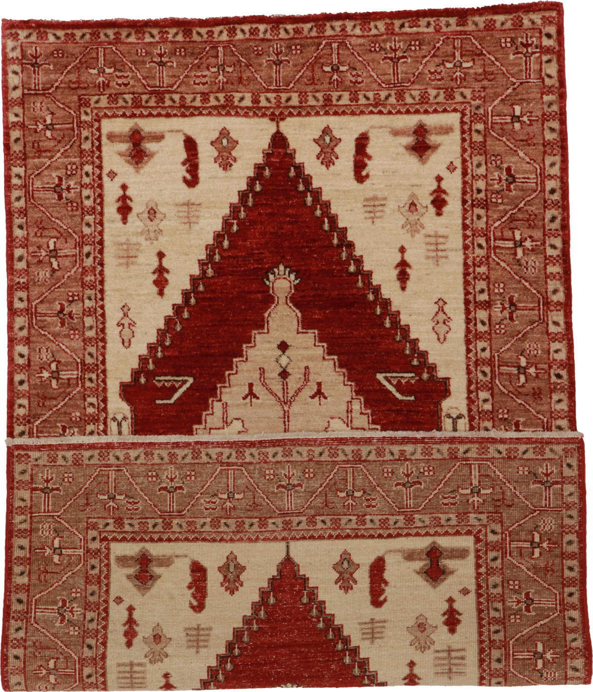 W 3.7 L 5.11 Mountain Modern 100% Wool Hand-Woven Medallion Design - 61669