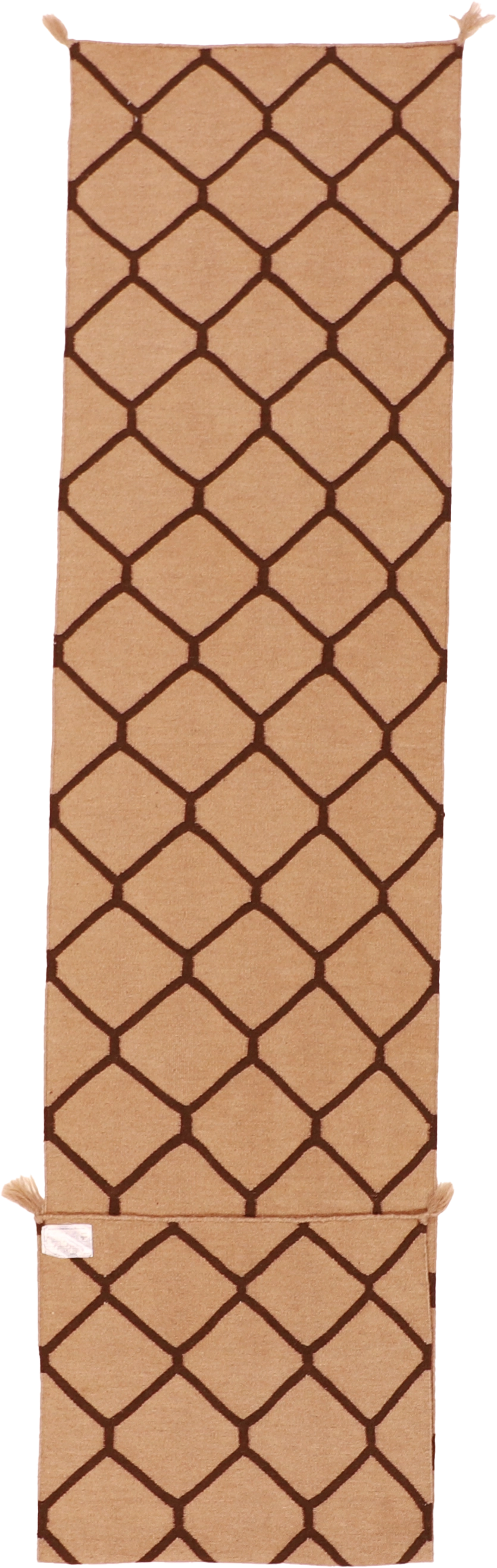 W 2.6 L 11.10 Mountain Modern Kilim Runner 100% Wool Hand-Woven All-Over Design - 61675