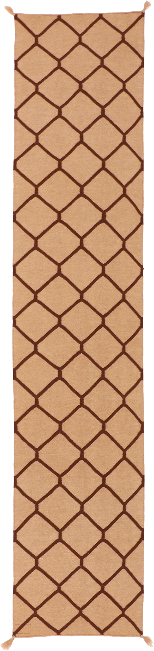 W 2.6 L 11.10 Mountain Modern Kilim Runner 100% Wool Hand-Woven All-Over Design - 61675