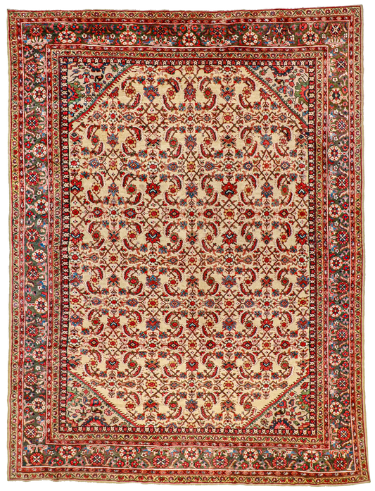 W 10.3 - L 13.8 - Mahal Fine/Wool All Over Rectangle - Finest Hand-Knotted Quality Wool - 61679