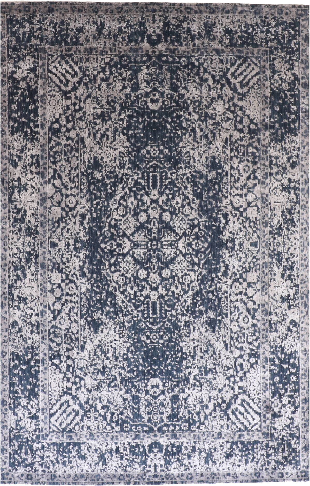 W 4 L 6 Modern Wool-Silk Blend Hand-Woven All-Over Design - 61710