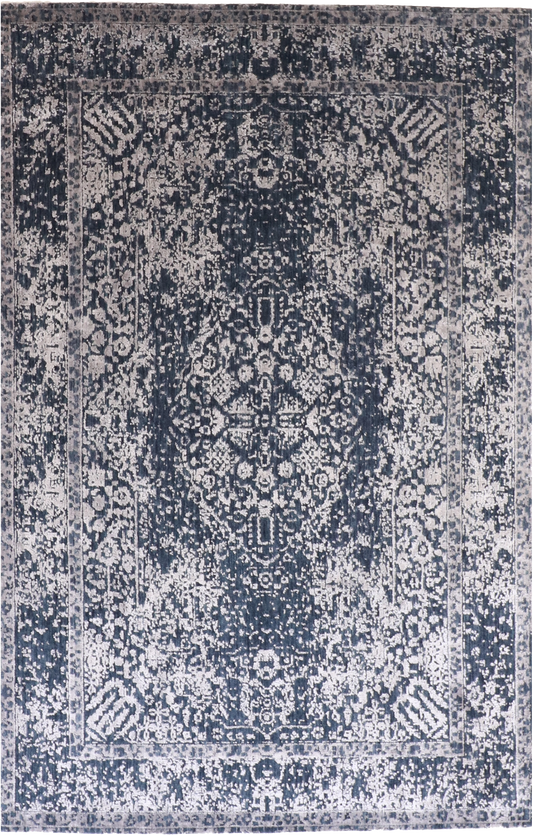 W 4 L 6 Modern Wool-Silk Blend Hand-Woven All-Over Design - 61710