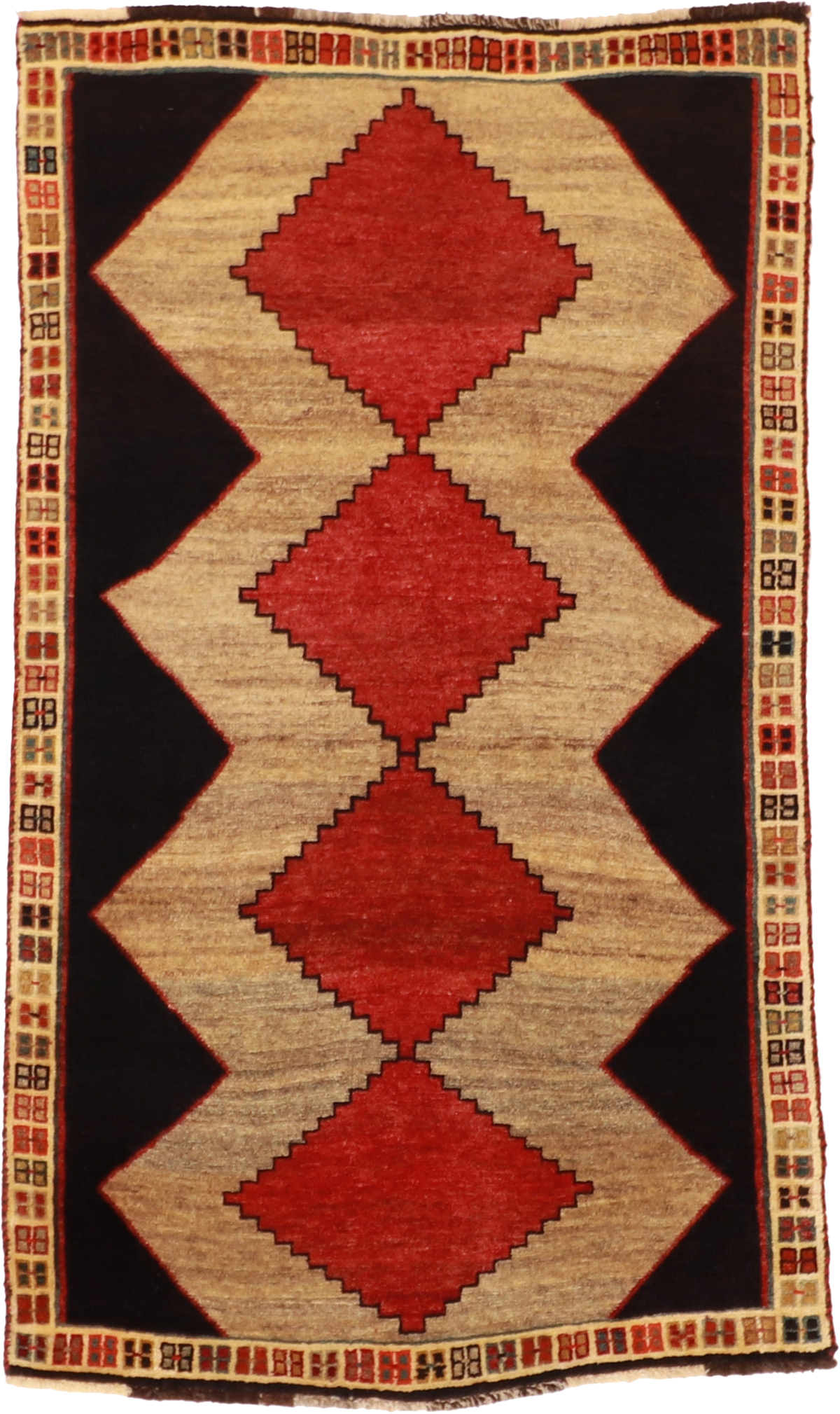 W 3.4 L 5.9 Lori 100% Wool Hand-Woven Geometric Design - 61785