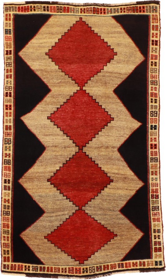 W 3.4 L 5.9 Lori 100% Wool Hand-Woven Geometric Design - 61785