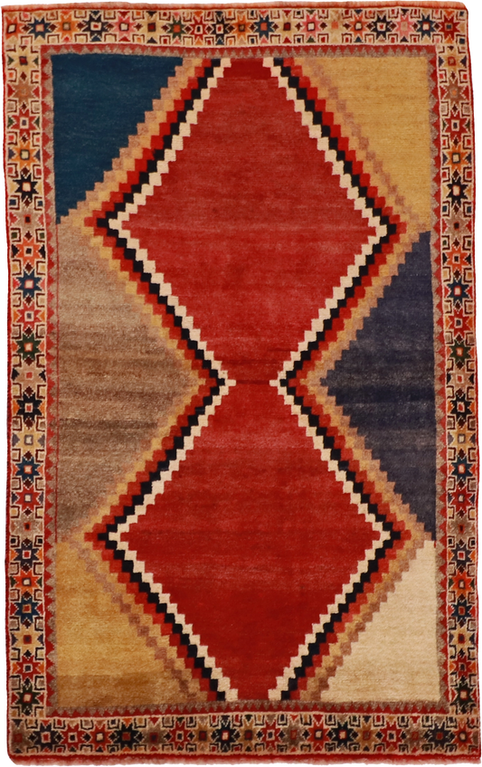 W 3.4 L 5.4 Lori 100% Wool Hand-Woven Geometric Design - 61790