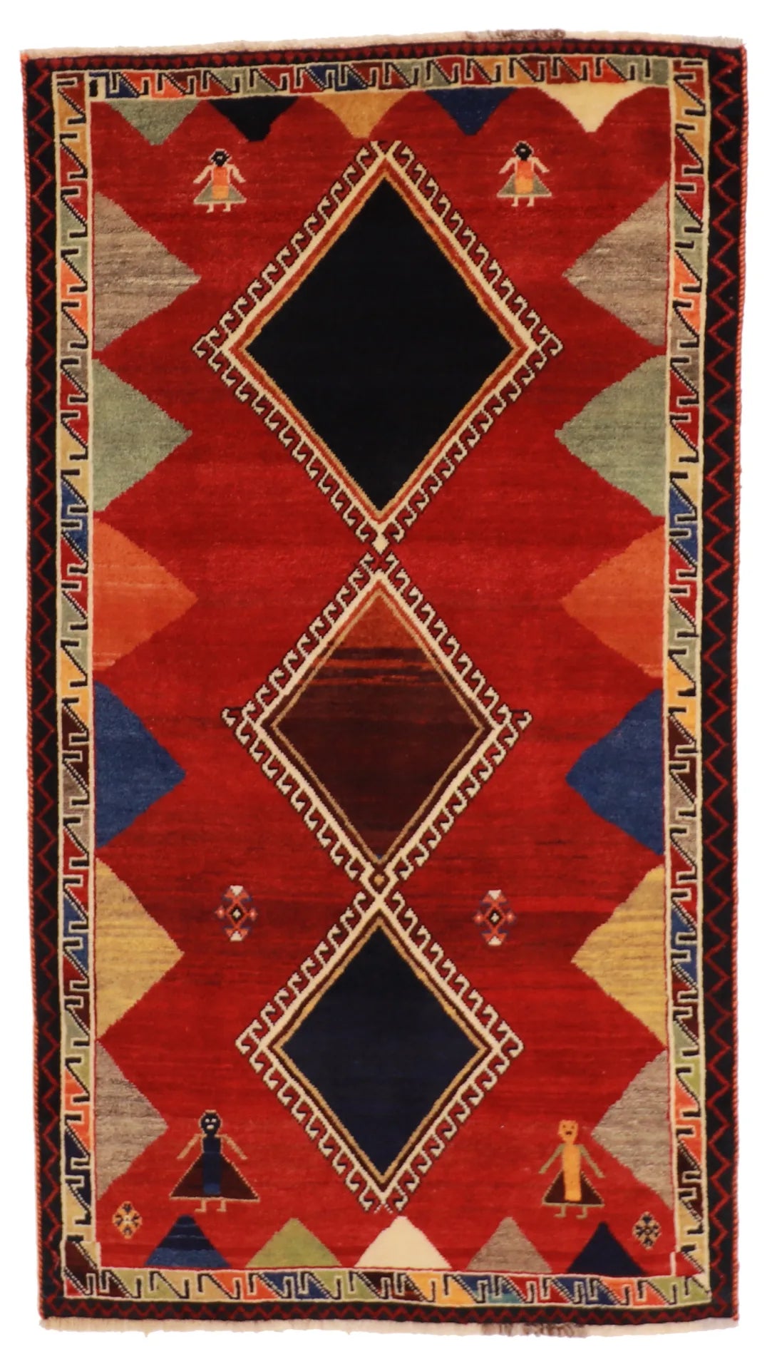 3.7 x 6.7 - Gabbeh Wool Traditional Rectangle - Finest Hand-Knotted Quality Wool — 61792
