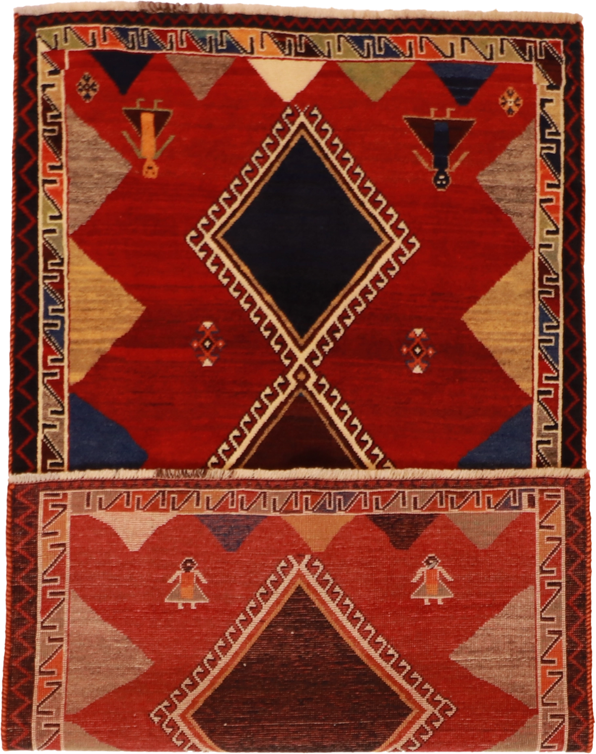 W 3.7 L 6.7 Lori 100% Wool Hand-Woven Geometric Design - 61792