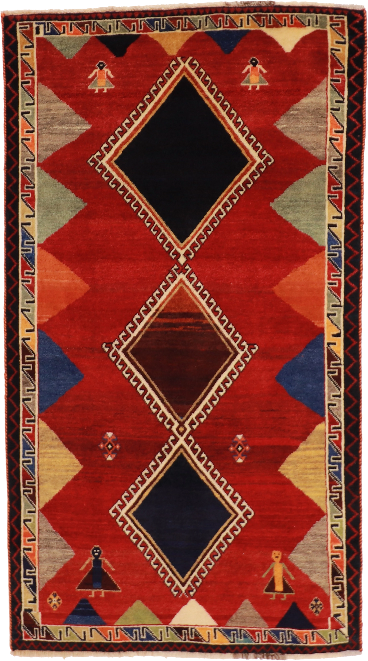 W 3.7 L 6.7 Lori 100% Wool Hand-Woven Geometric Design - 61792