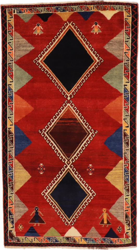 W 3.7 L 6.7 Lori 100% Wool Hand-Woven Geometric Design - 61792