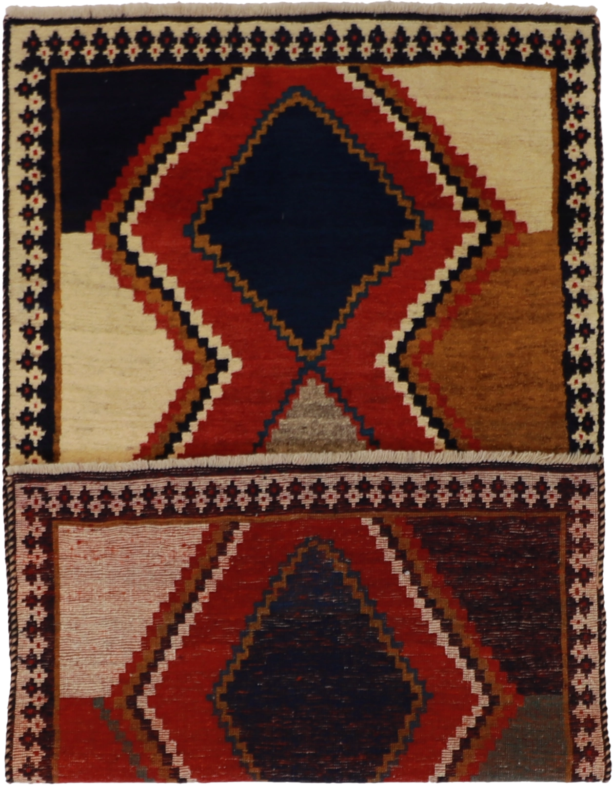 W 3.5 - L 6.3 - Gabbeh Wool Traditional Rectangle - Finest Hand-Knotted Quality Wool - 61793