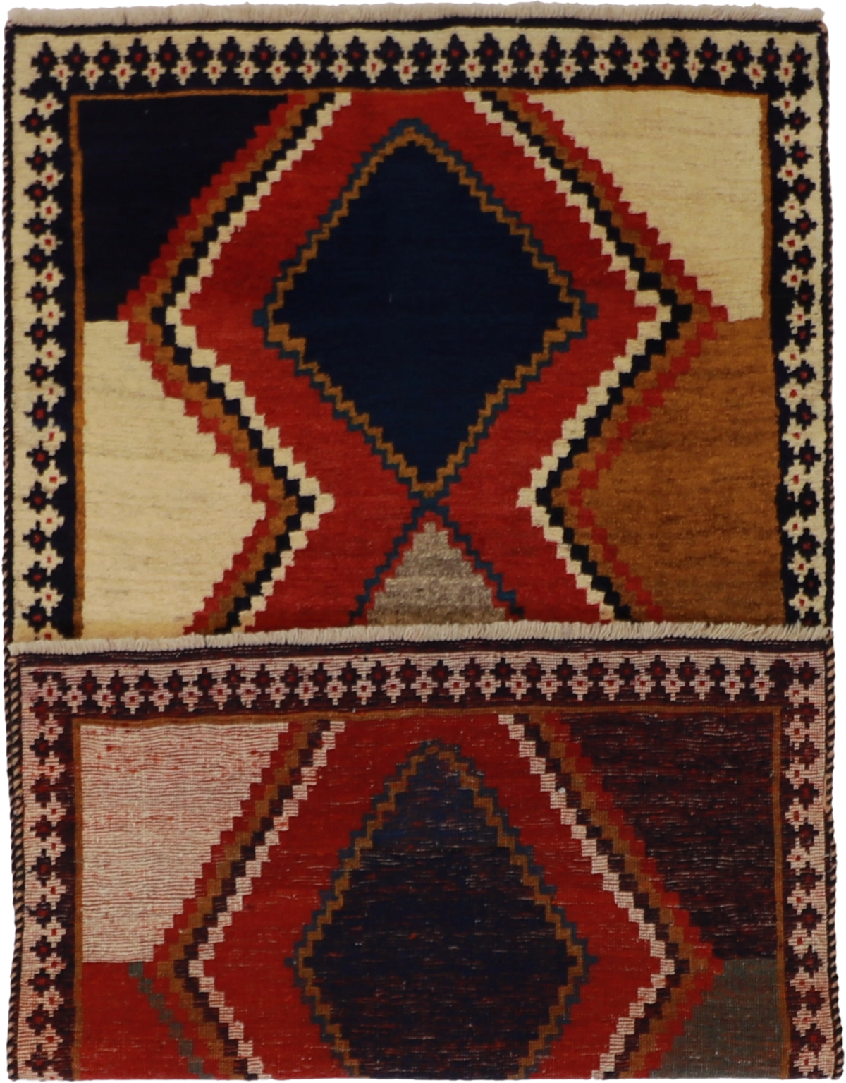 W 3.5 L 6.3 Gabbeh 100% Wool Hand-Woven All-Over Design - 61793