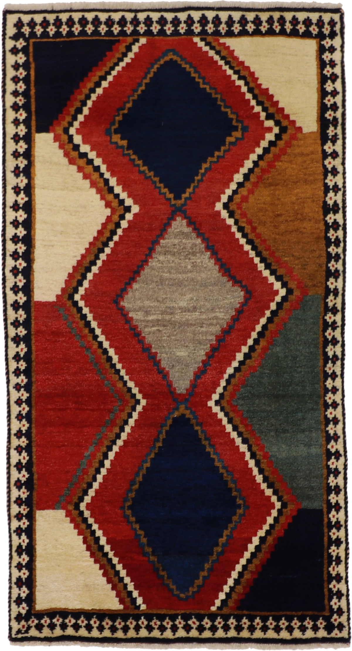 W 3.5 L 6.3 Gabbeh 100% Wool Hand-Woven All-Over Design - 61793