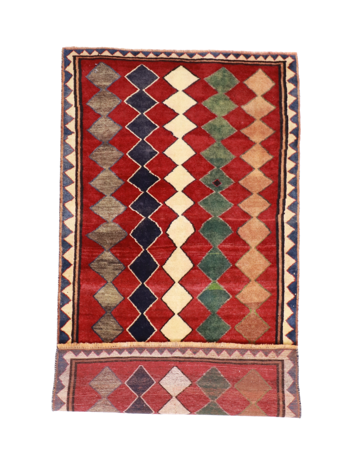 W 3.7 L 6.6 Lori 100% Wool Hand-Woven Geometric Design - 61795