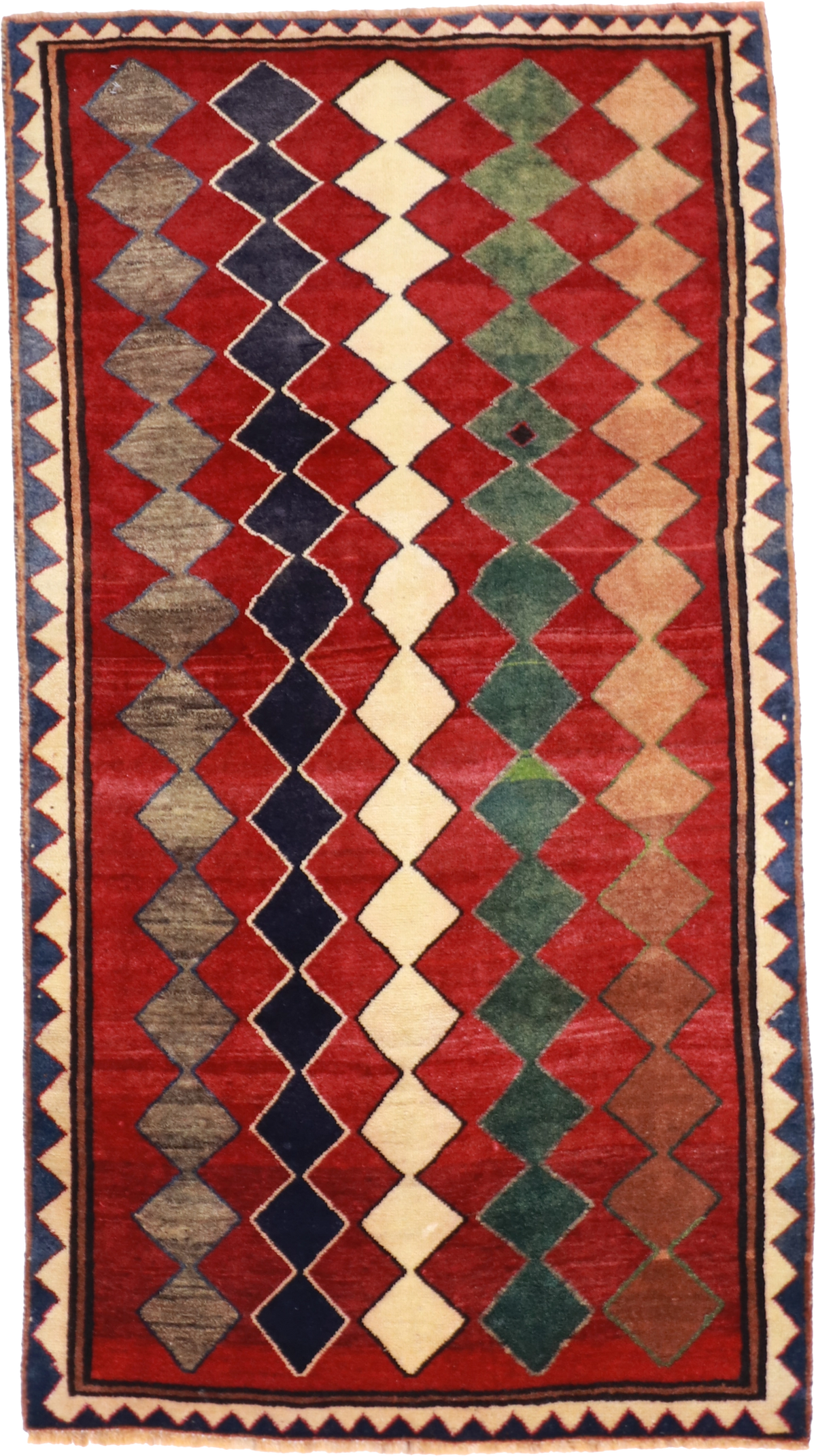 W 3.7 L 6.6 Lori 100% Wool Hand-Woven Geometric Design - 61795