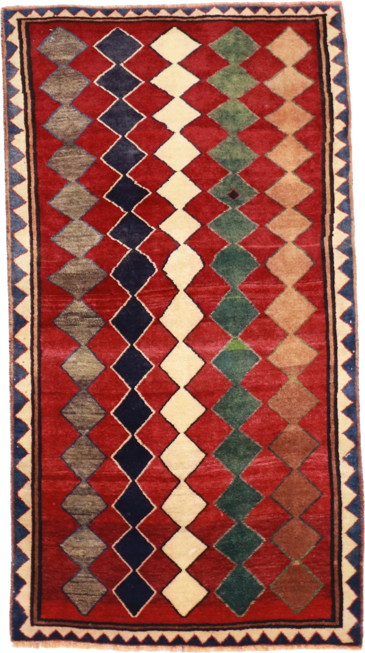 W 3.7 L 6.6 Lori 100% Wool Hand-Woven Geometric Design - 61795