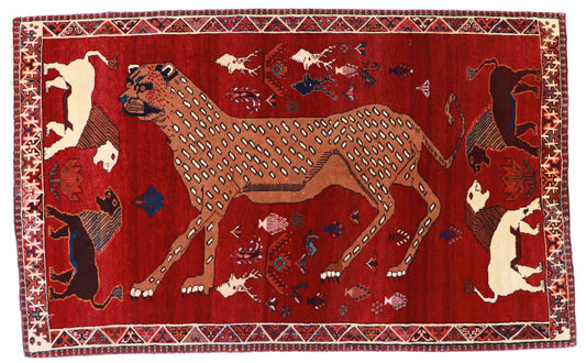 W 4.1 L 6.8 Gashgaie 100% Wool Hand-Woven All-Over Design - 61798