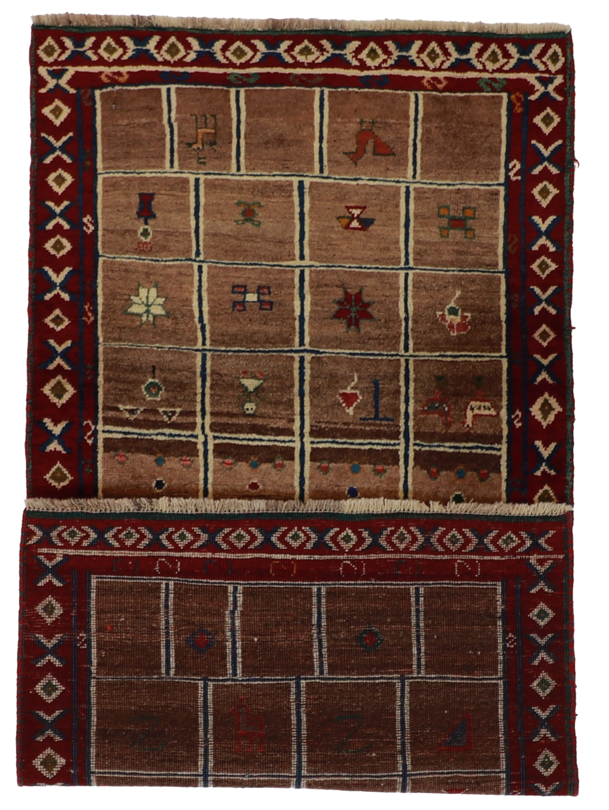W 3.3 L 6.3 Gabbeh 100% Wool Hand-Woven All-Over Design - 61802