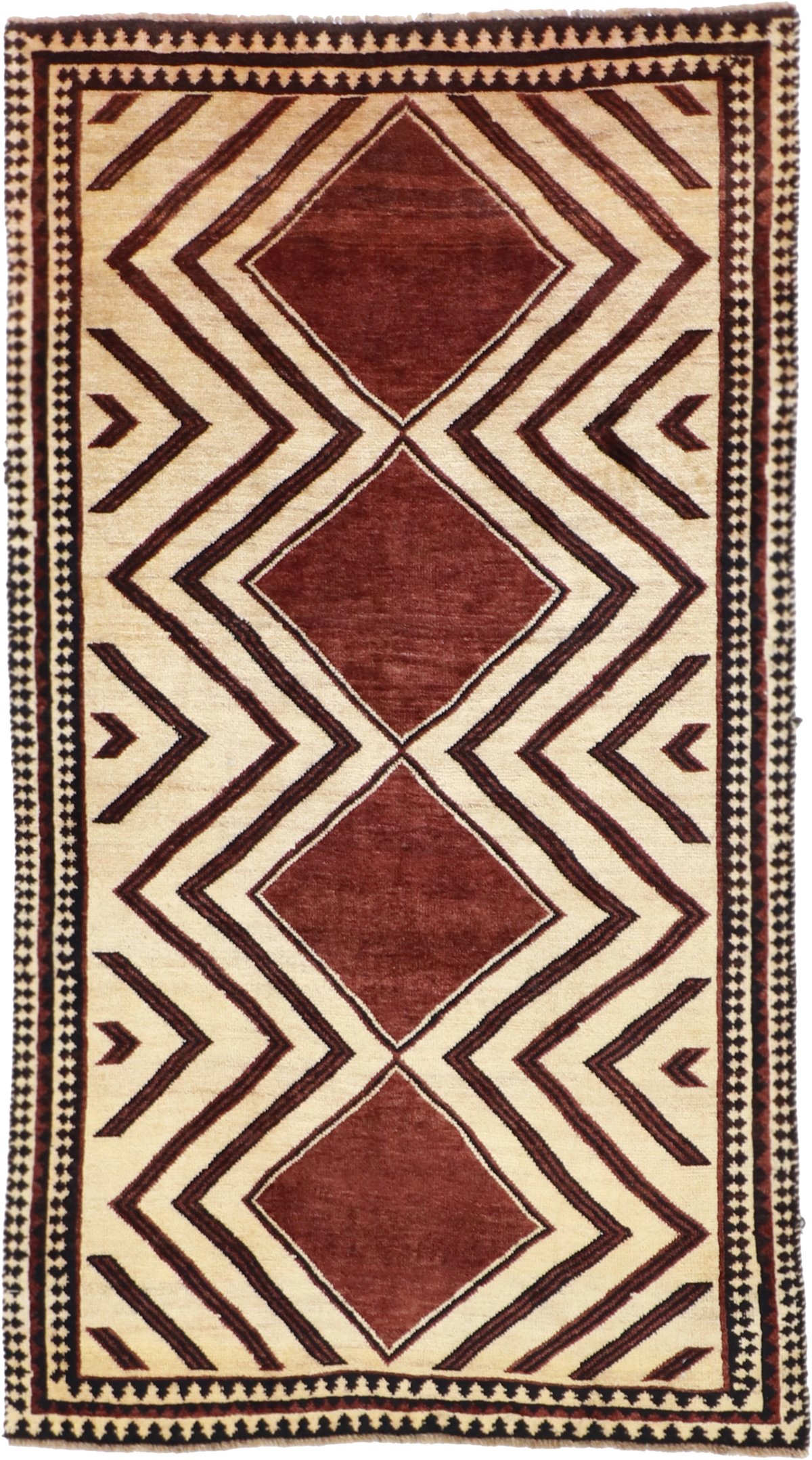 W 3.9 L 6.2 Lori Runner 100% Wool Hand-Woven All-Over Design - 61803