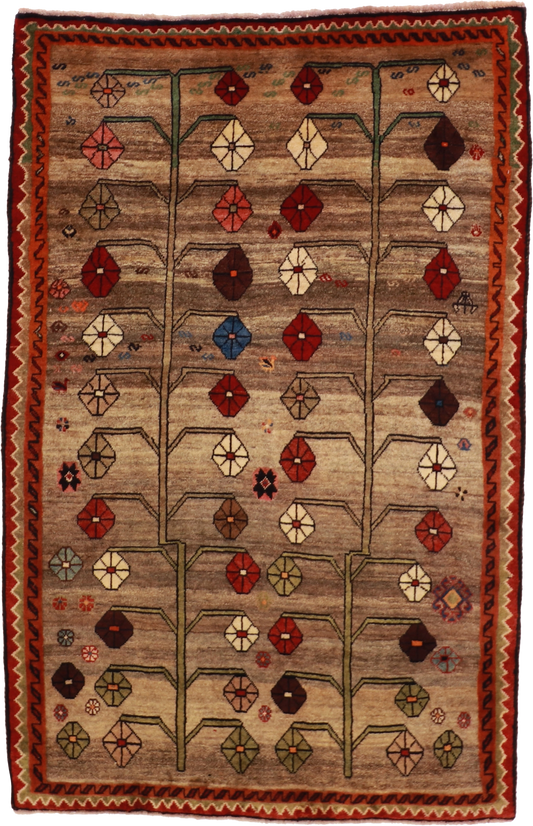 W 4.3 L 6.6 Gabbeh 100% Wool Hand-Woven All-Over Design - 61805
