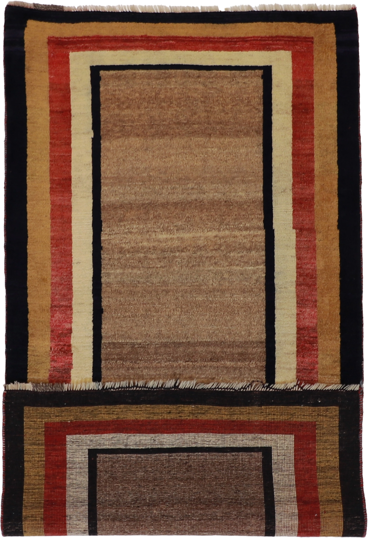 W 3.4 - L 6.5 Gabbeh Runner 100% Wool Handmade All Over Design - 61806