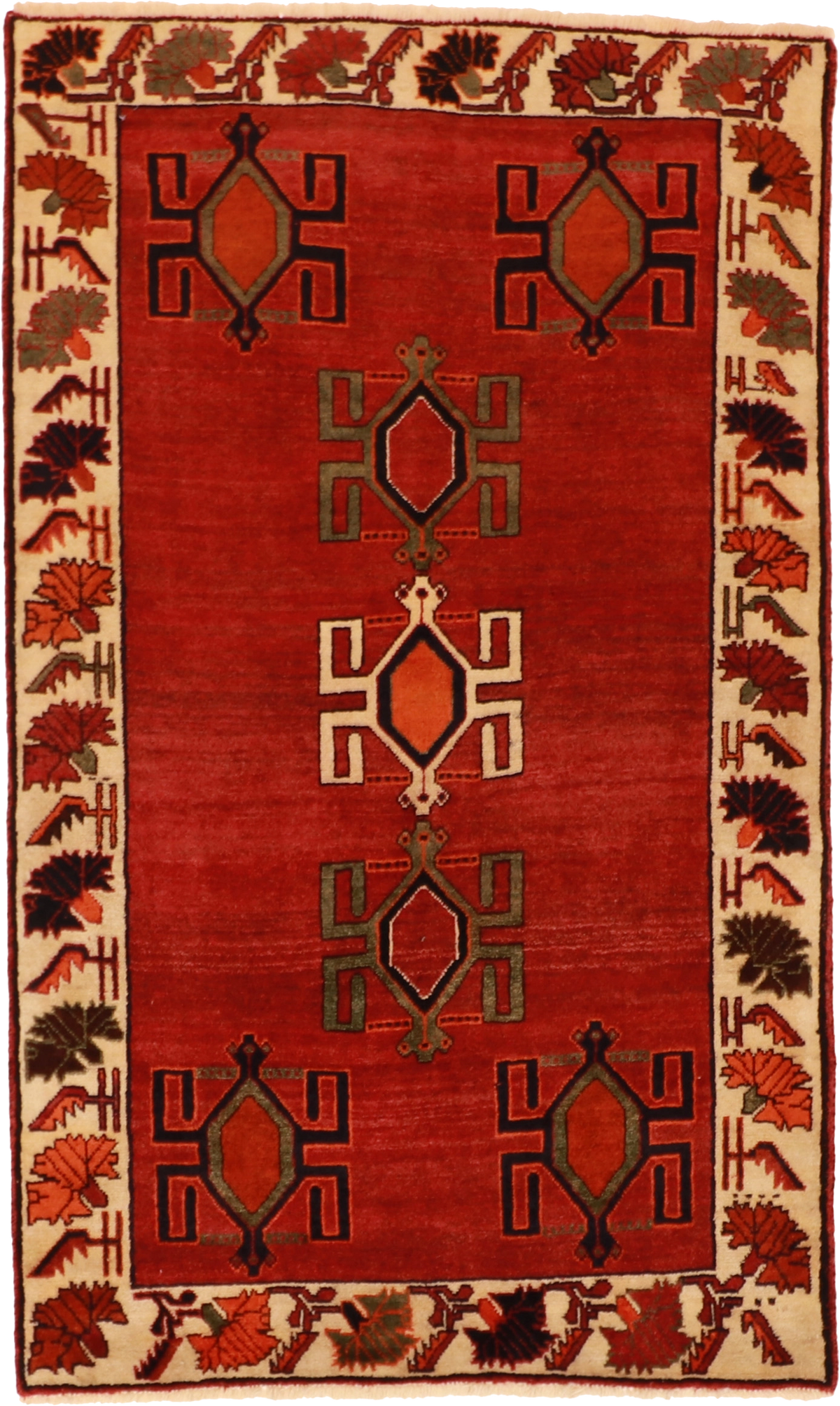 W 3.9 L 6.2 Gabbeh 100% Wool Hand-Woven All-Over Design - 61810