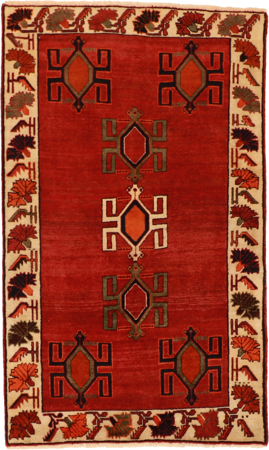 W 3.9 L 6.2 Gabbeh 100% Wool Hand-Woven All-Over Design - 61810