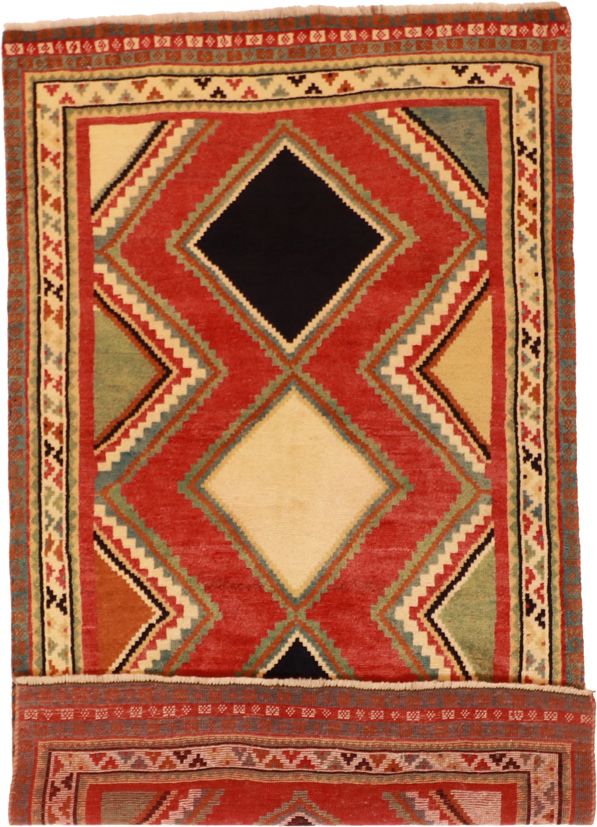 W 4.1 - L 6.11 Lori 100% Wool Hand-Woven Geometric Design - 61812