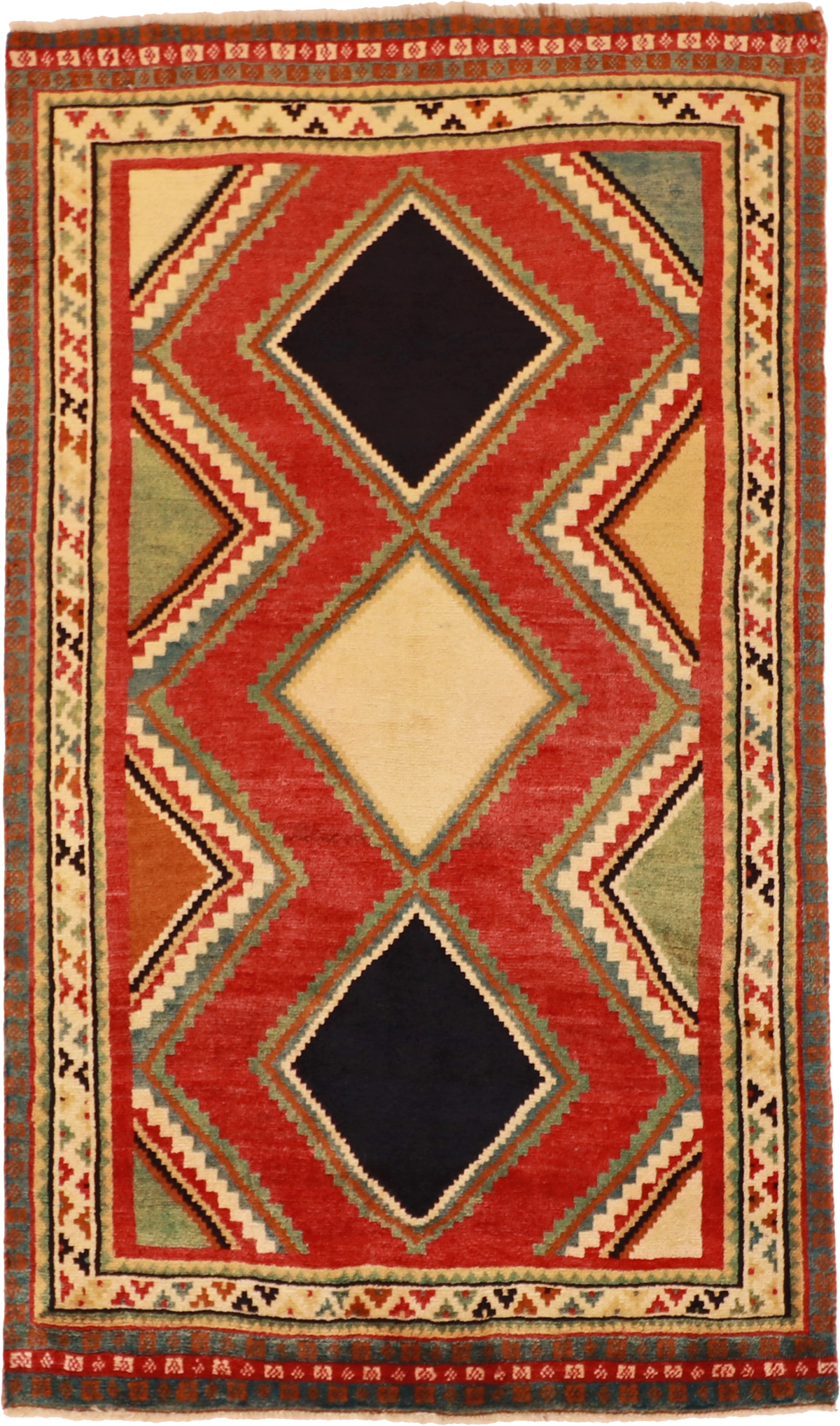 W 4.1 - L 6.11 Lori 100% Wool Hand-Woven Geometric Design - 61812
