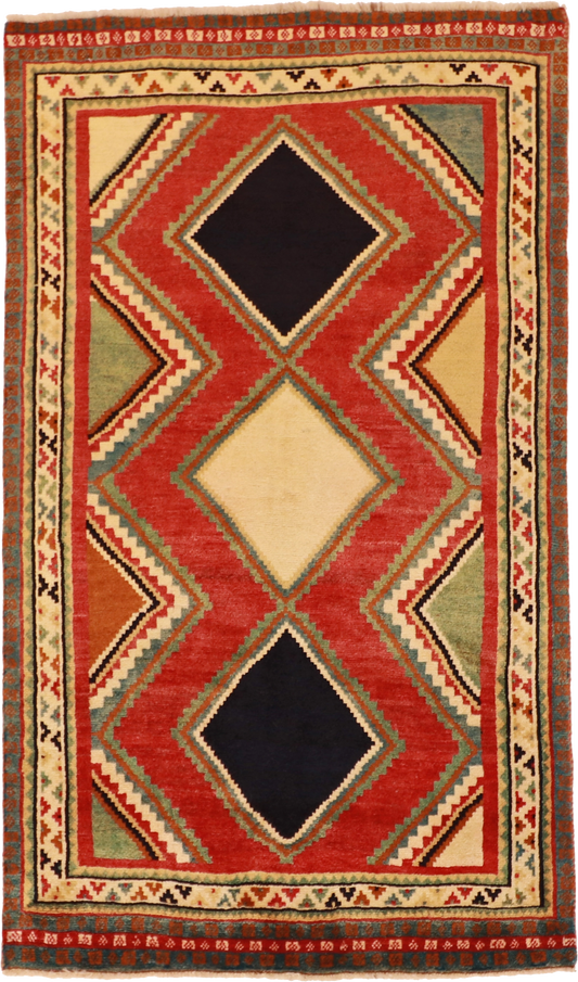 W 4.1 - L 6.11 Lori 100% Wool Hand-Woven Geometric Design - 61812