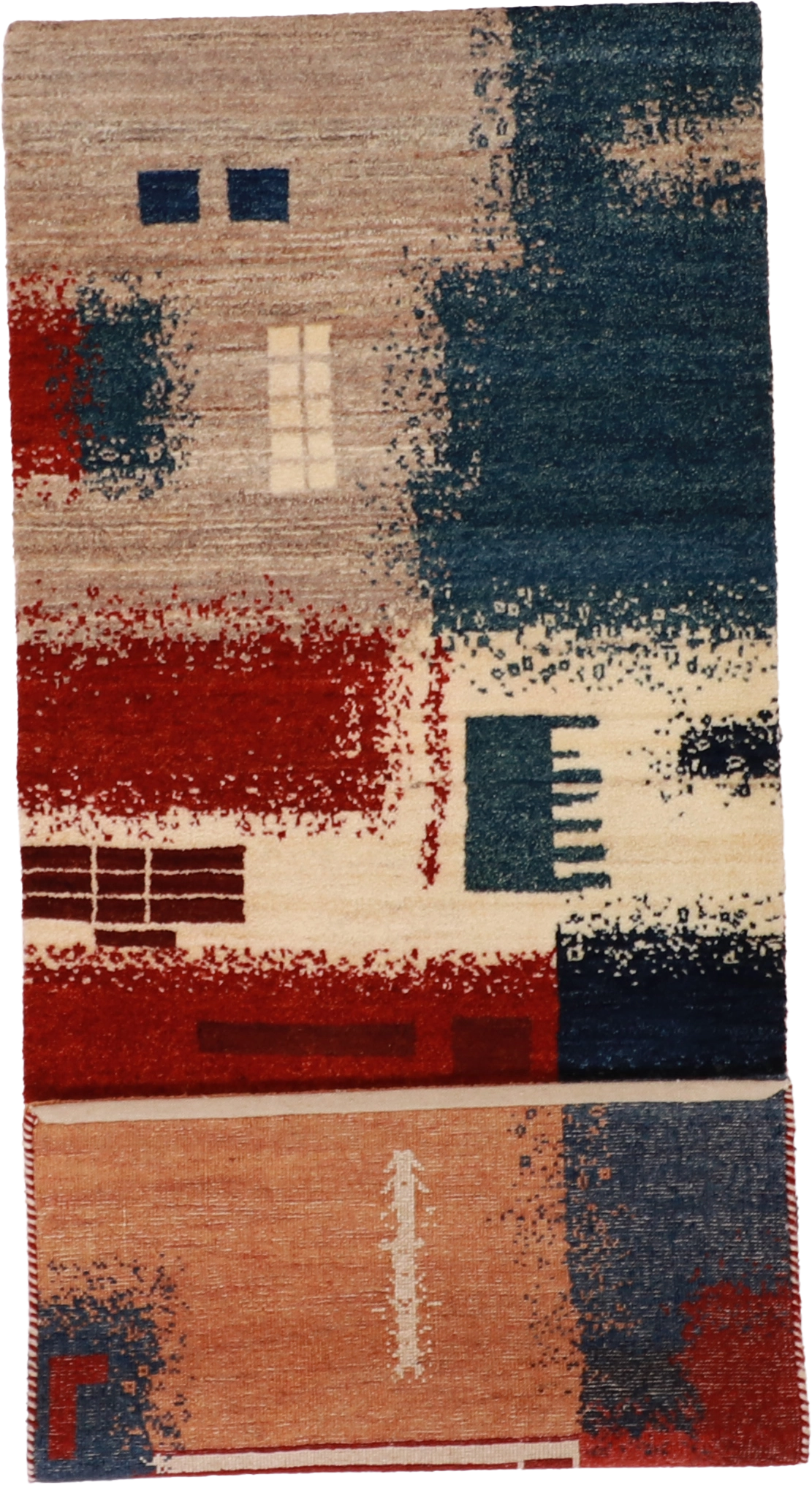 W 2.7 L 6.9 Lori Baft Runner 100% Wool Hand-Woven All-Over Design - 61817