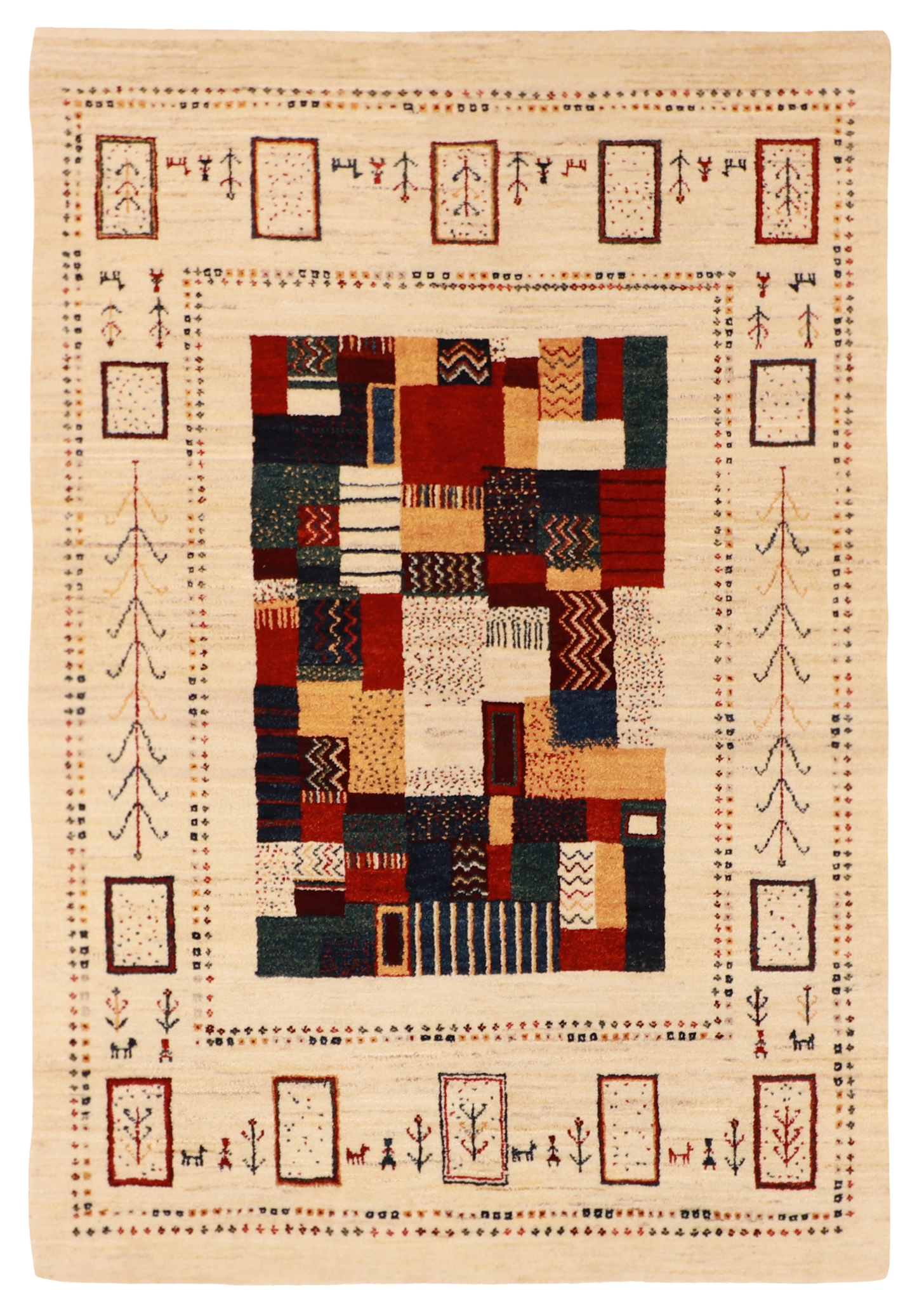 W 4.7 L 6.8 Loribaft 100% Wool Hand-Woven All-Over Design - 61833