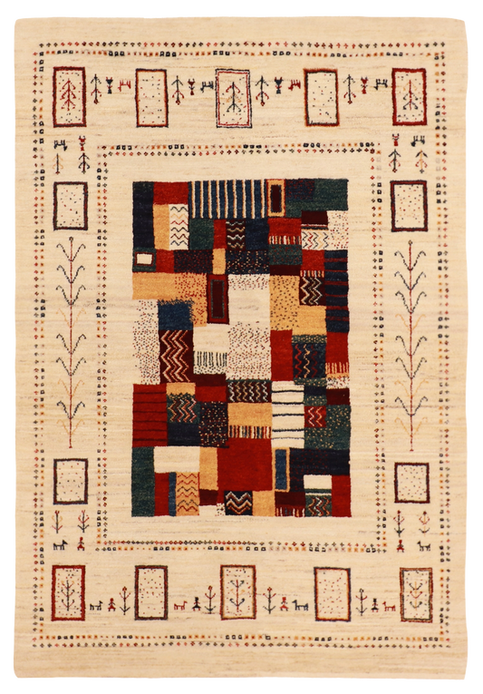 W 4.7 L 6.8 Loribaft 100% Wool Hand-Woven All-Over Design - 61833