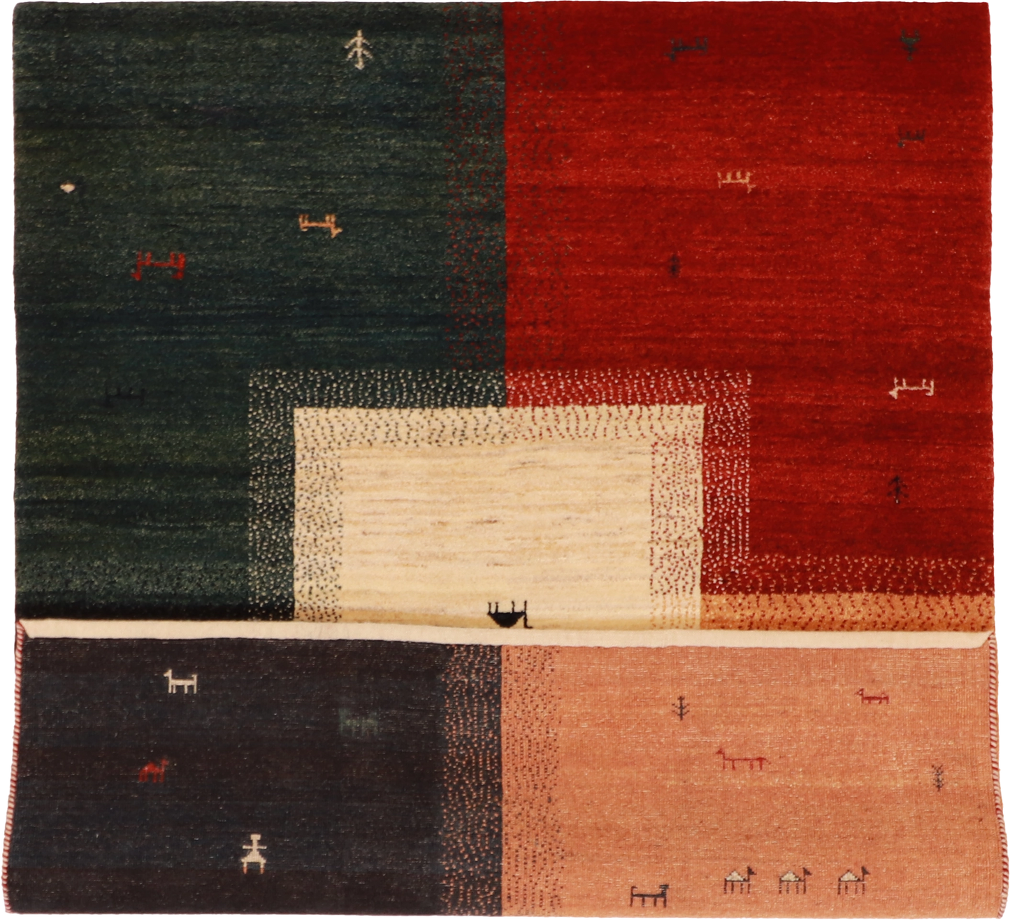 W 5.1 - L 6.6 - Gabbeh Wool Contemporary Rectangle - Finest Hand-Knotted Quality Wool - 61841
