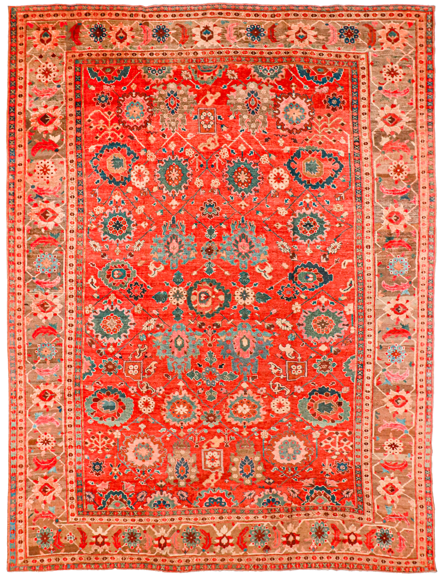 W 12.4 L 16 Serapie 100% Wool Handmade All Over Design - 61851