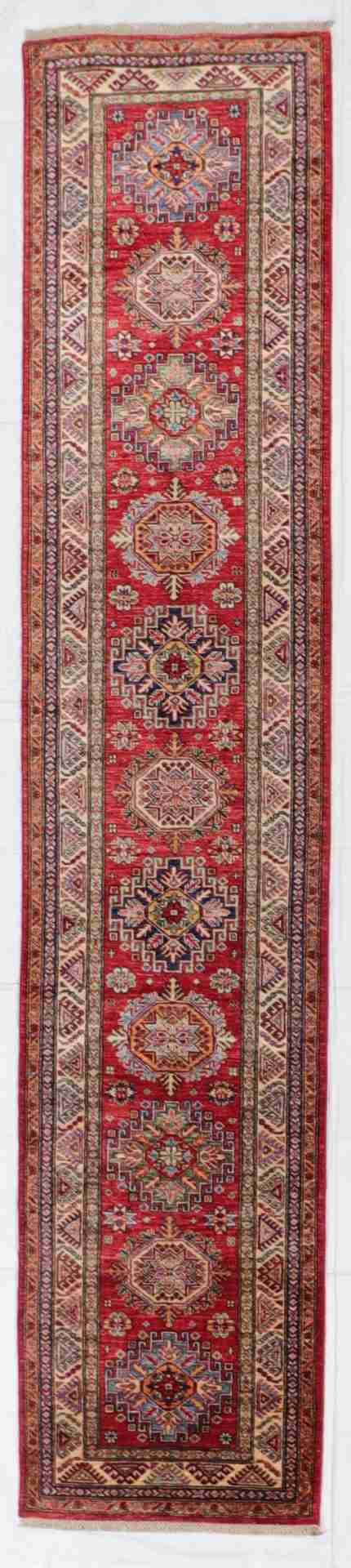 W 2.8 L 12.8 Gashgaie Runner 100% Wool Handmade Geometric Design - 61857