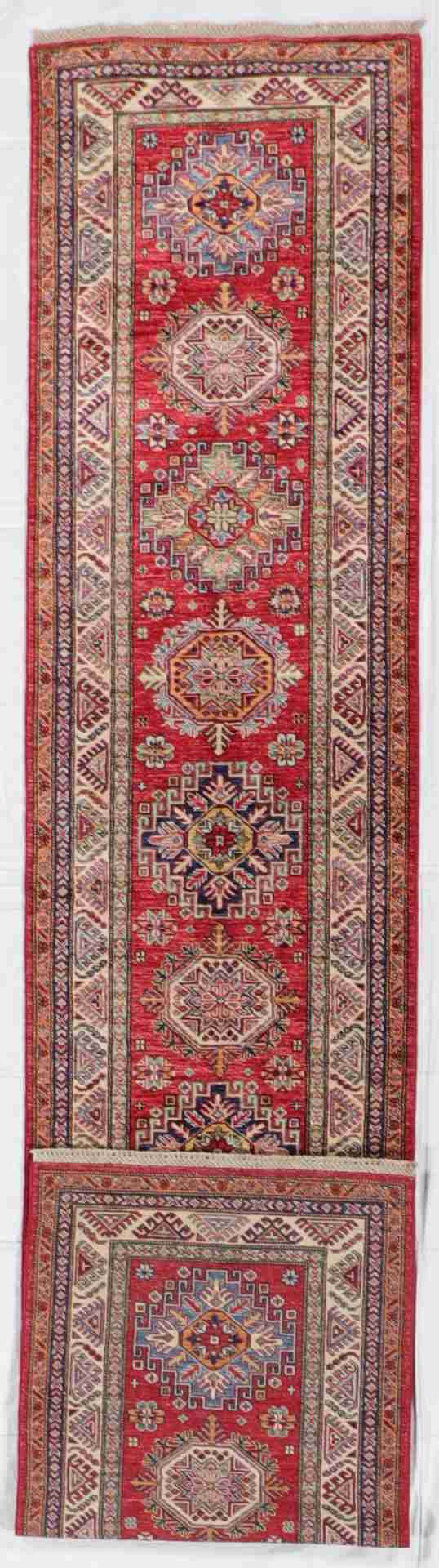 W 2.8 L 12.8 Gashgaie Runner 100% Wool Handmade Geometric Design - 61857