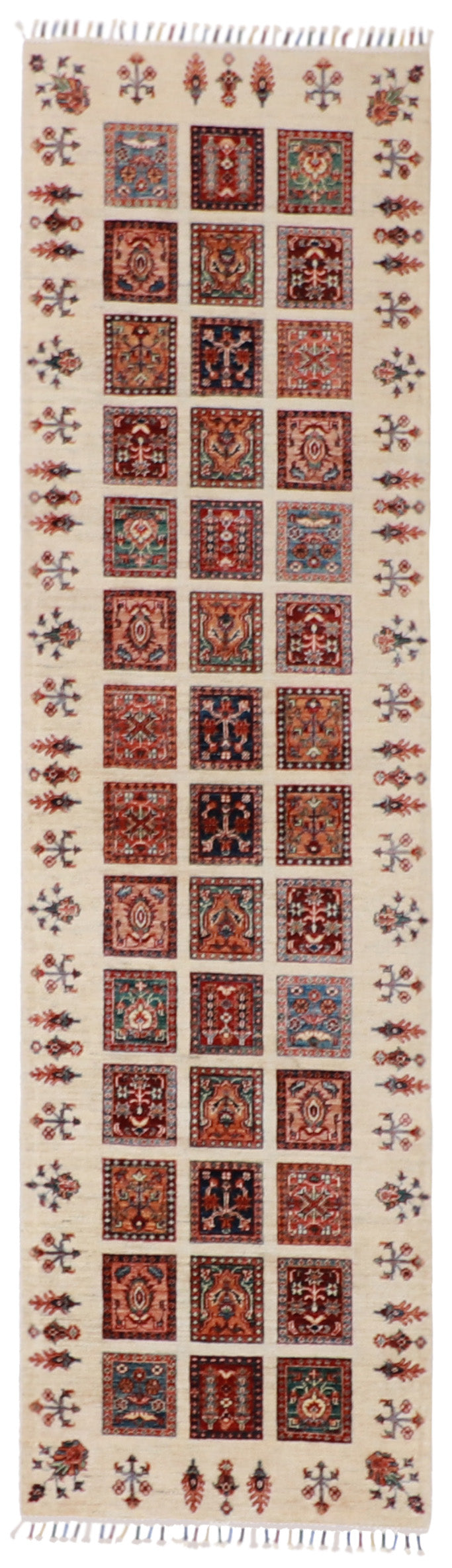 W 2.7 L 9.7 Shiraz Runner 100% Wool Handmade Pakistan All Over Design - 61873