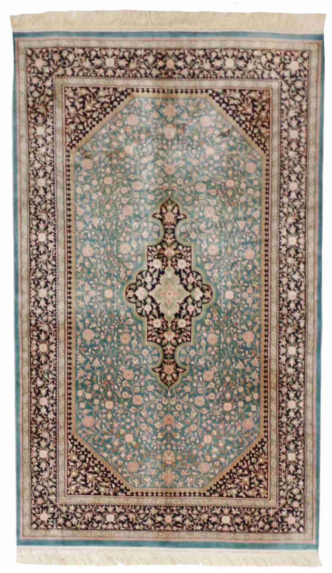 3 x 5 - Tabriz Fine/Silk Floral Rectangle - Finest Hand-Knotted Quality Wool — 61955