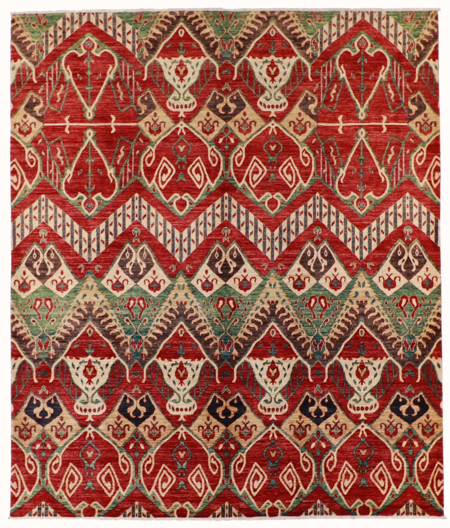 W 8.3 - L 9.10 - Serapie Wool Traditional Rectangle - Finest Hand-Knotted Quality Wool - 61994