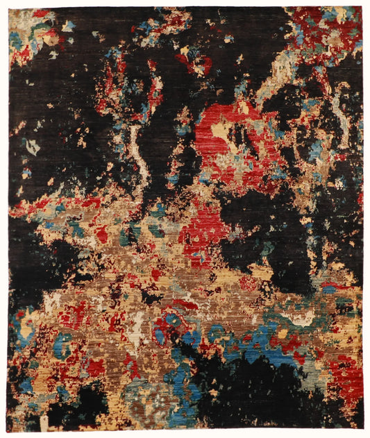 W 8.1 - L 9.10 - Modern Wool Contemporary Rectangle - Finest Hand-Knotted Quality Wool - 62005