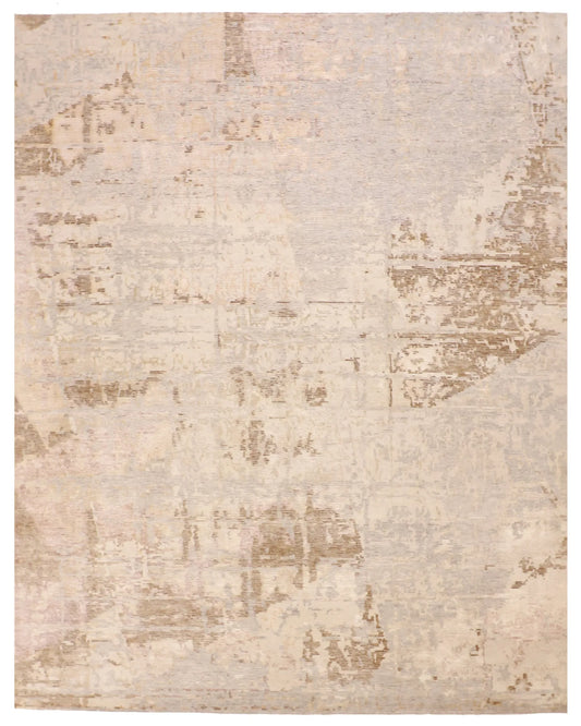 8 x 9.11 - Modern Wool Contemporary Rectangle - Finest Hand-Knotted Quality Wool — 62022