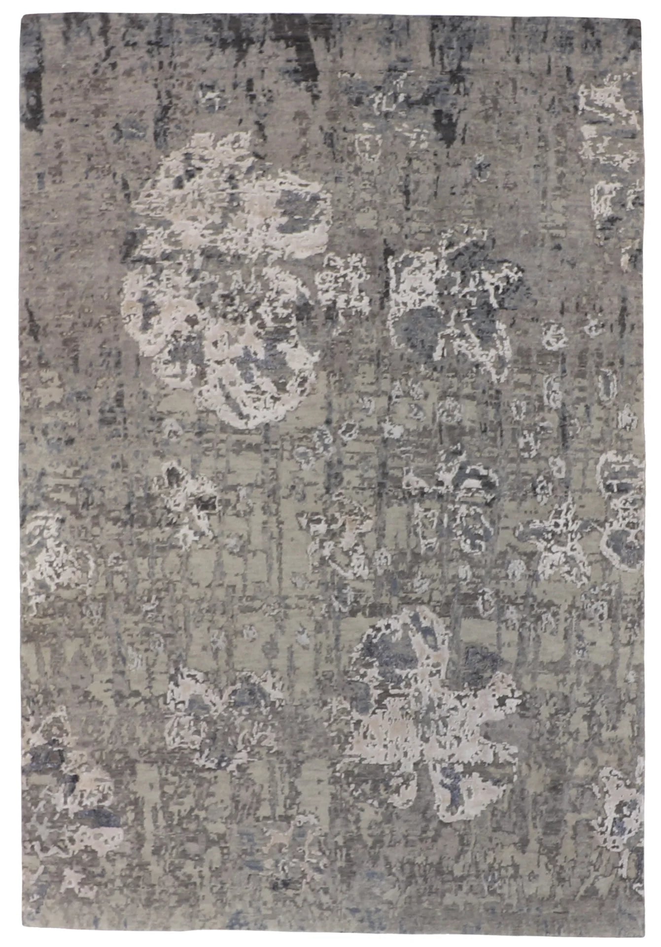 6 x 8.11 - Modern Wool/Silk Contemporary Rectangle - Finest Hand-Knotted Quality Wool — 62046