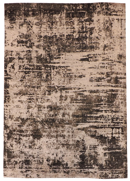 6.2 x 8.11 - Modern Wool/Silk Contemporary Rectangle - Finest Hand-Knotted Quality Wool — 62047