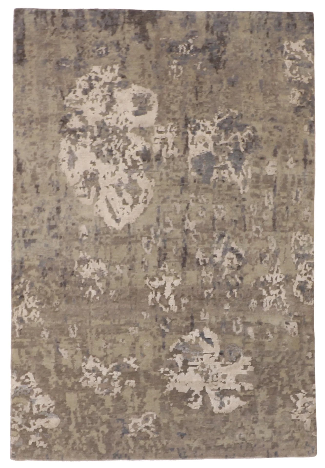 4 x 6 - Modern Wool Contemporary Rectangle - Finest Hand-Knotted Quality Wool — 62053