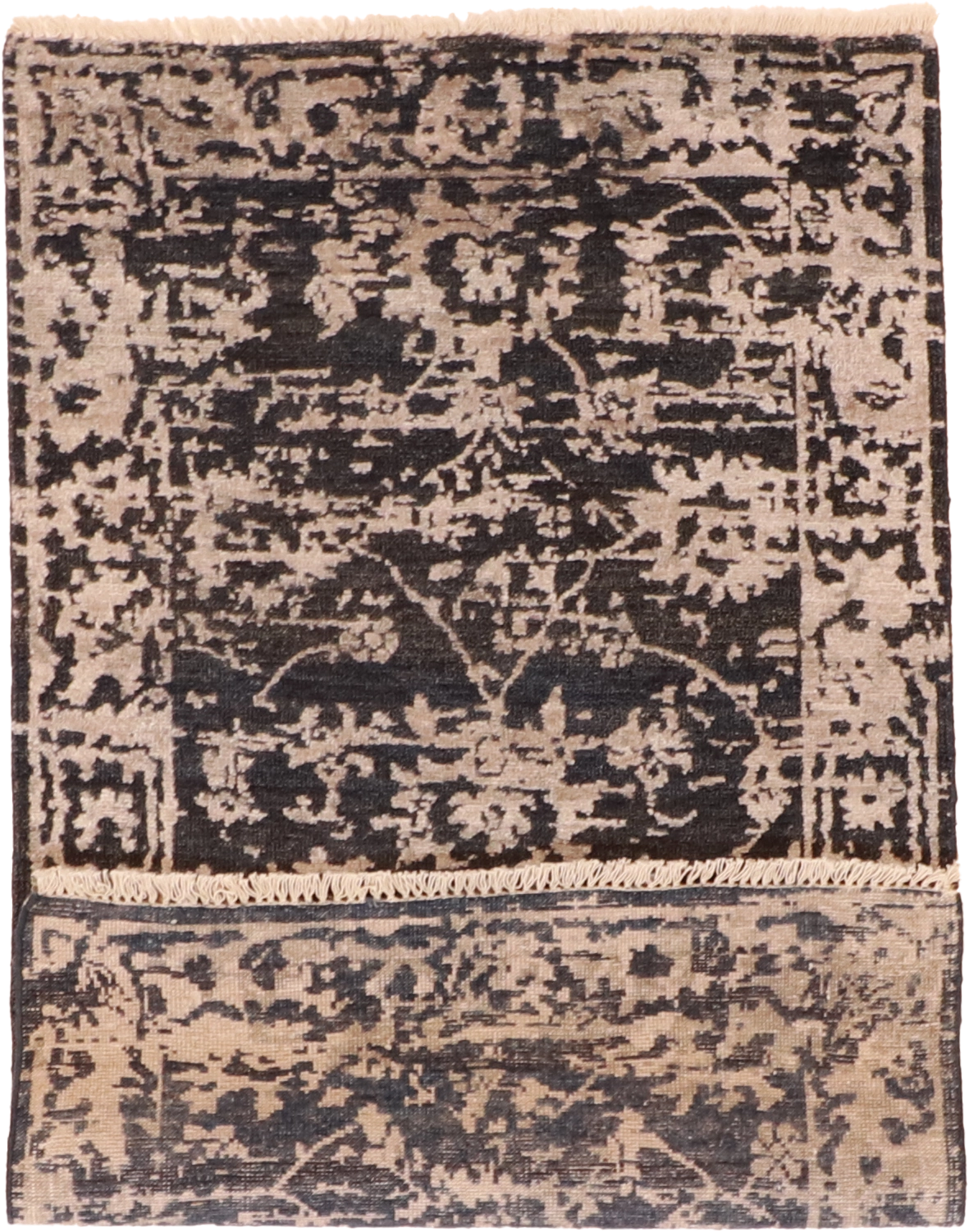 W 2.11 L 4.10 Modern Silk And Wool Blend Hand-Woven All-Over Design - 62069