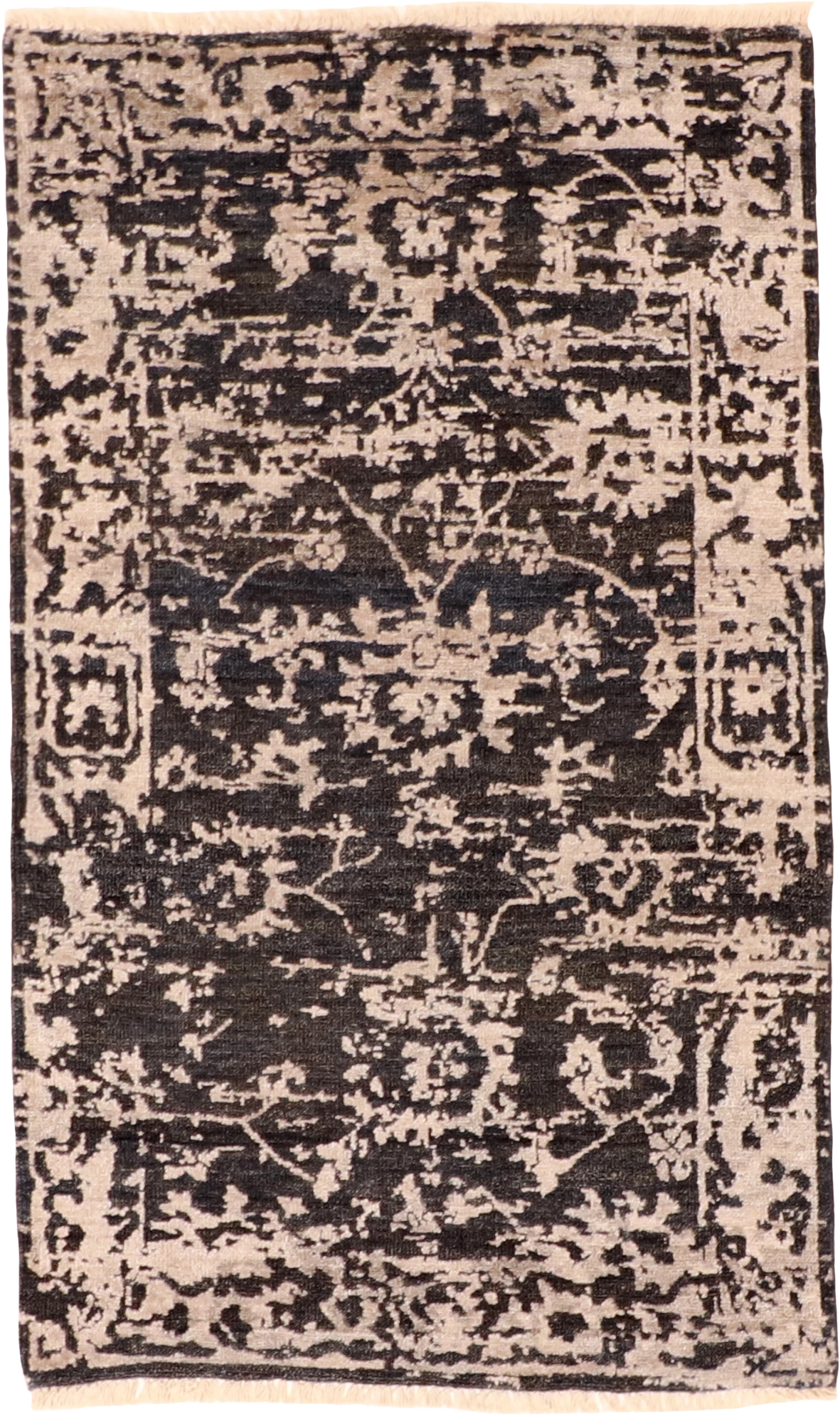 W 2.11 L 4.10 Modern Silk And Wool Blend Hand-Woven All-Over Design - 62069